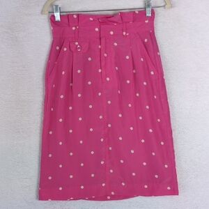 DownEast Womens Pink Polka Dot Silk Pencil Skirt‎ Size 2